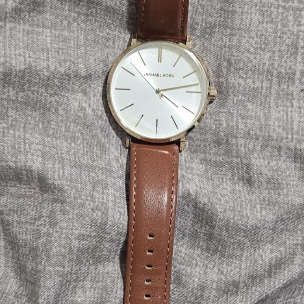 Michael Kors Gold and Brown Leather Watch